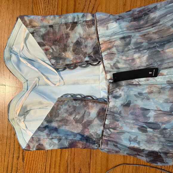 Most Beautiful Day Blue Multi Floral Print Organza Maxi Dress - NEVER BEEN WORN - Picture 4 of 4